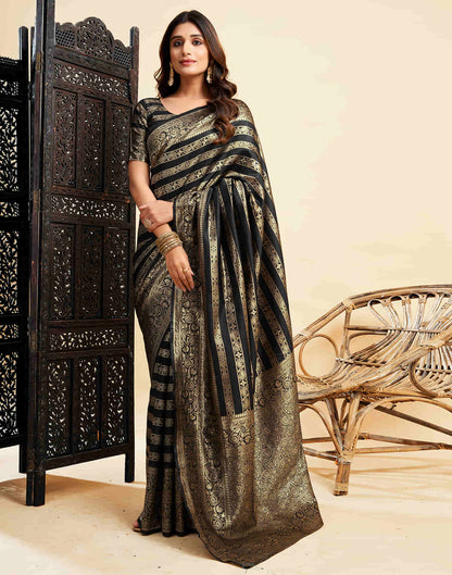 B1G1 Black Banarasi Silk Woven Saree