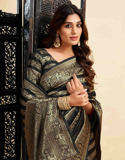 B1G1 Black Banarasi Silk Woven Saree