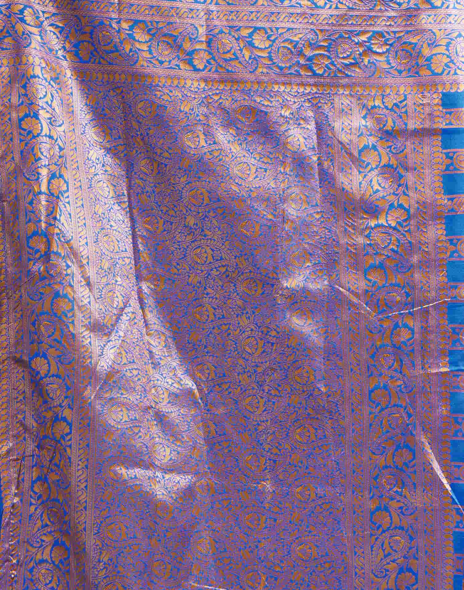 Dark Blue Banarasi Silk Woven Saree