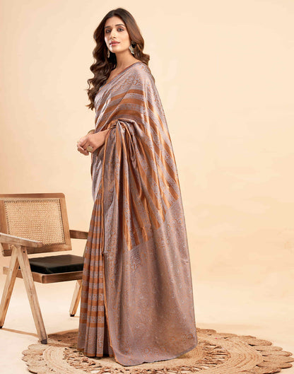 B1G1 Chestnut Brown Banarasi Silk Woven Saree