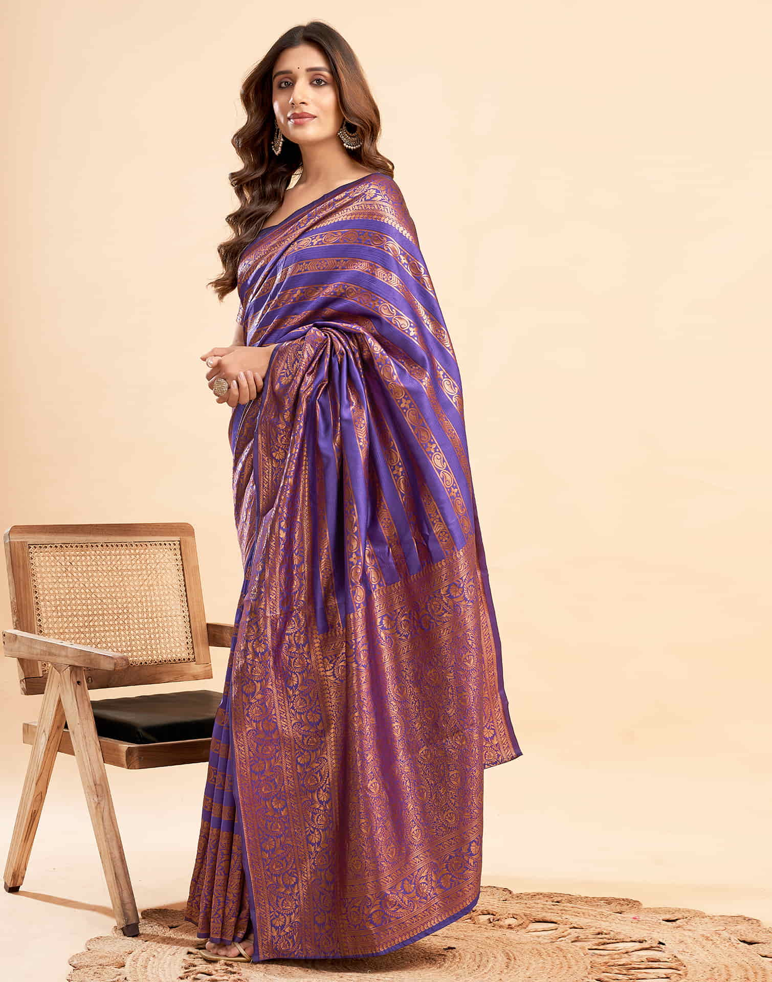 B1G1 Purple Banarasi Silk Woven Saree