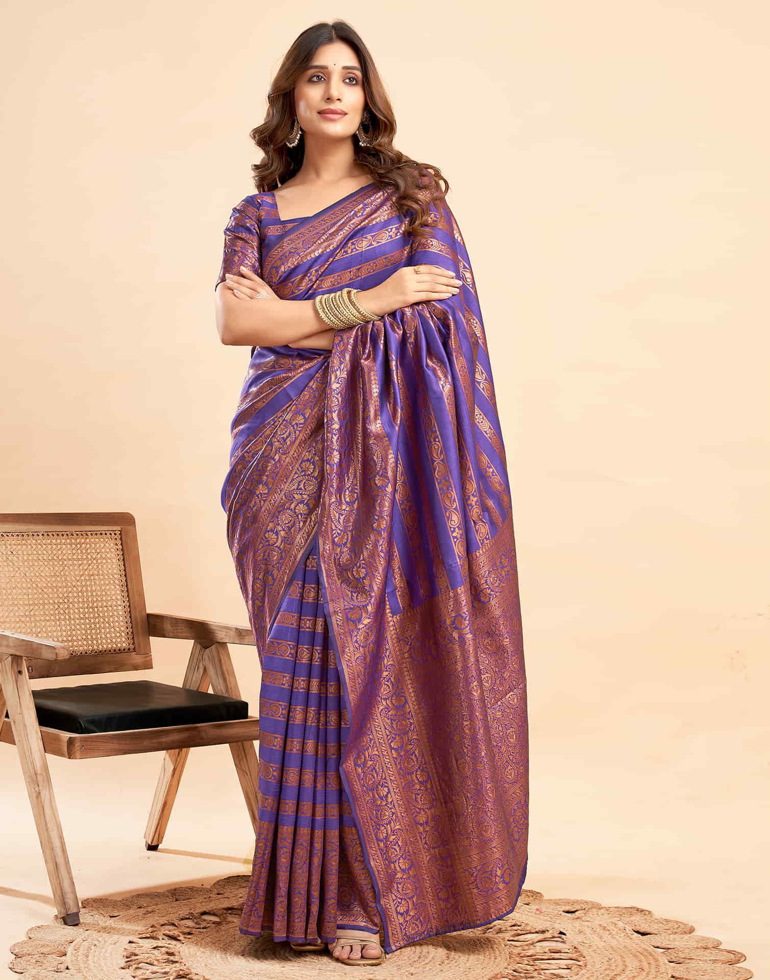 B1G1 Purple Banarasi Silk Woven Saree