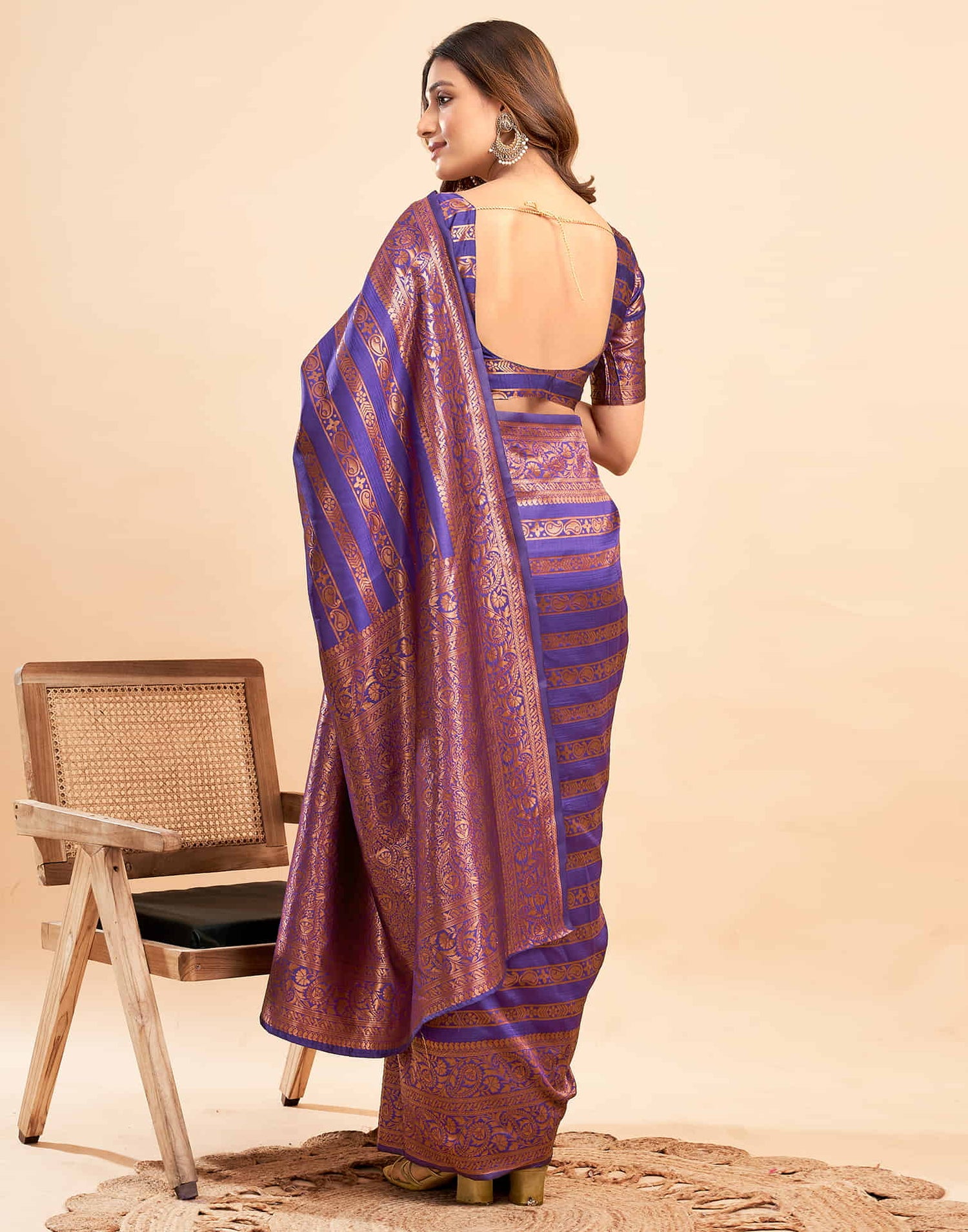 B1G1 Purple Banarasi Silk Woven Saree