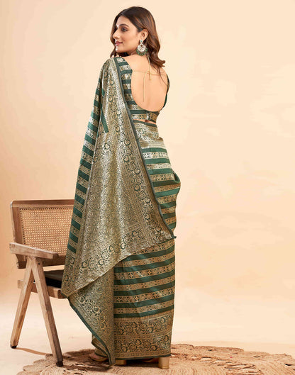 B1G1 Dark Green Banarasi Silk Woven Saree