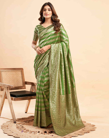 B1G1 Green Banarasi Silk Woven Saree