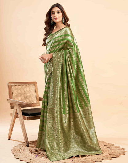 B1G1 Green Banarasi Silk Woven Saree