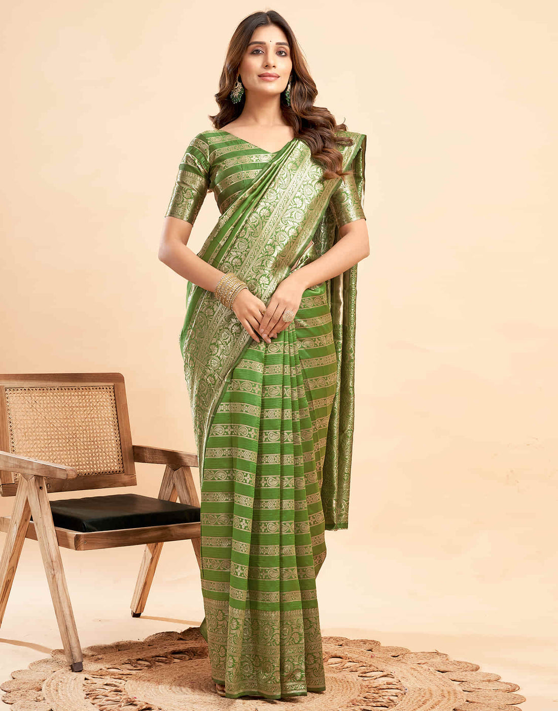 Green Banarasi Silk Woven Saree