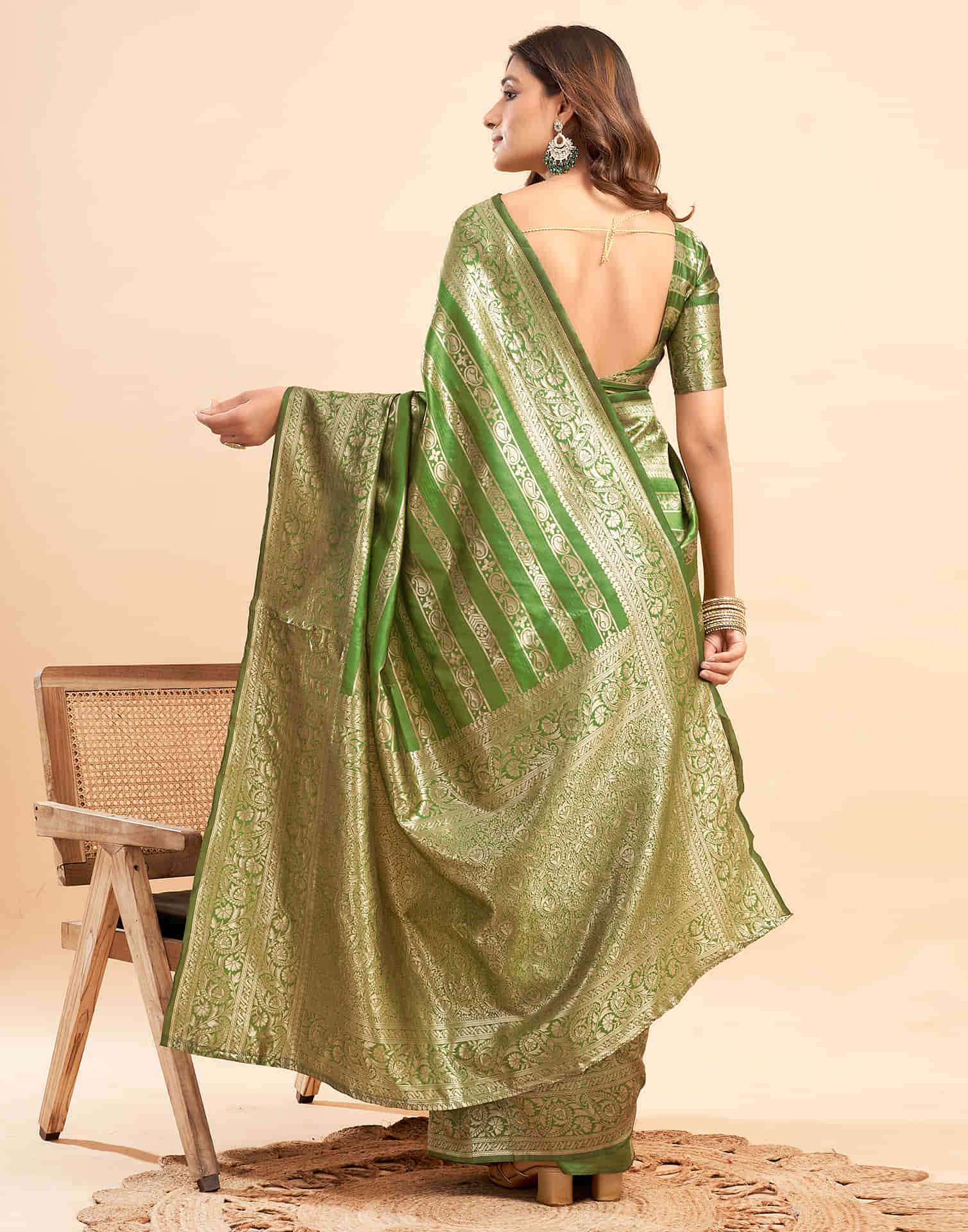 B1G1 Green Banarasi Silk Woven Saree