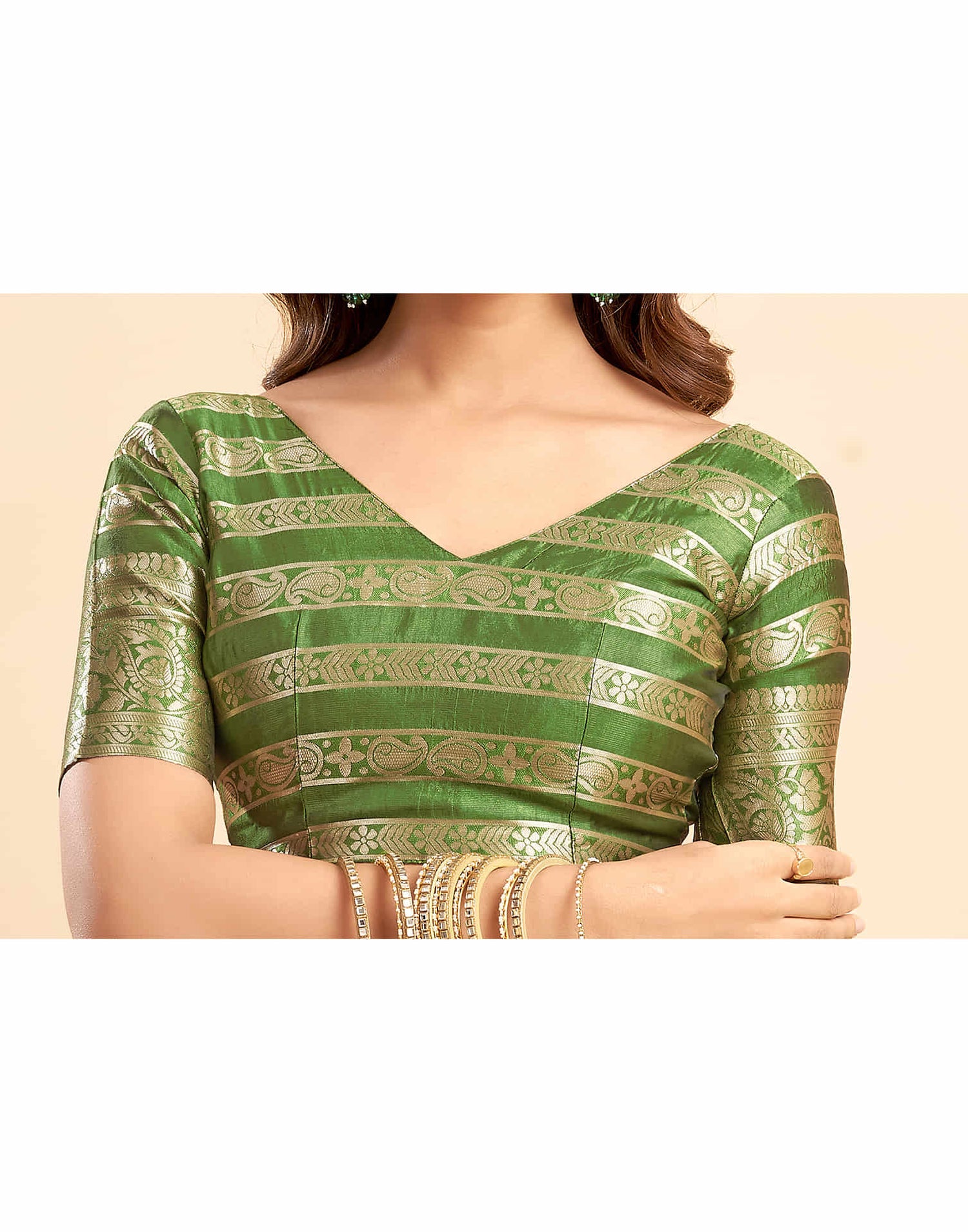 B1G1 Green Banarasi Silk Woven Saree