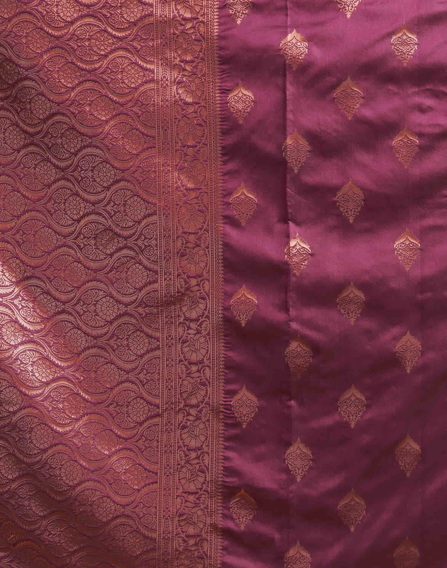 B1G1 Wine Banarasi Silk Woven Saree