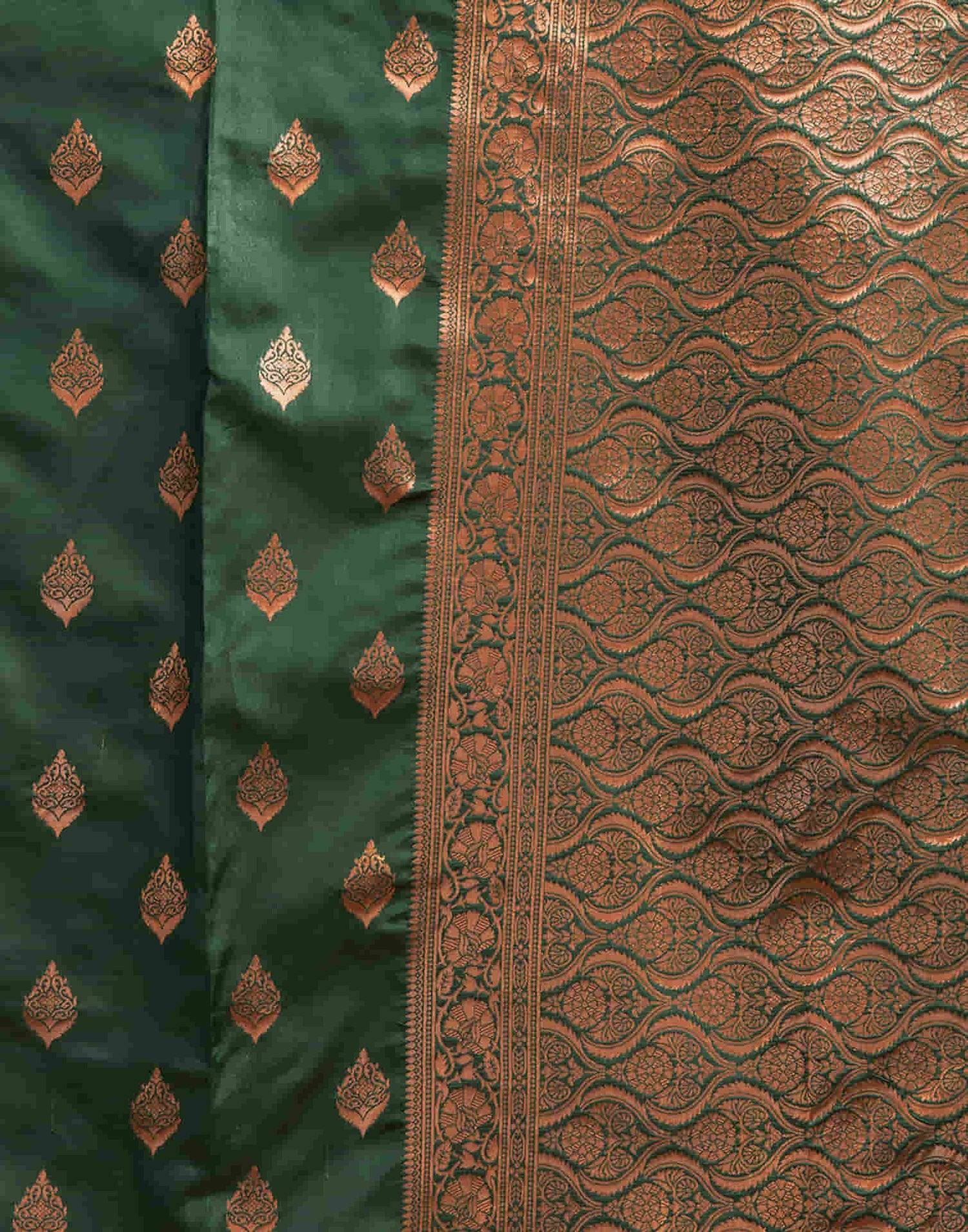 B1G1 Dark Green Banarasi Silk Woven Saree