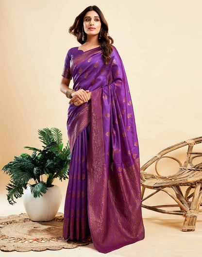 B1G1 Purple Banarasi Silk Woven Saree