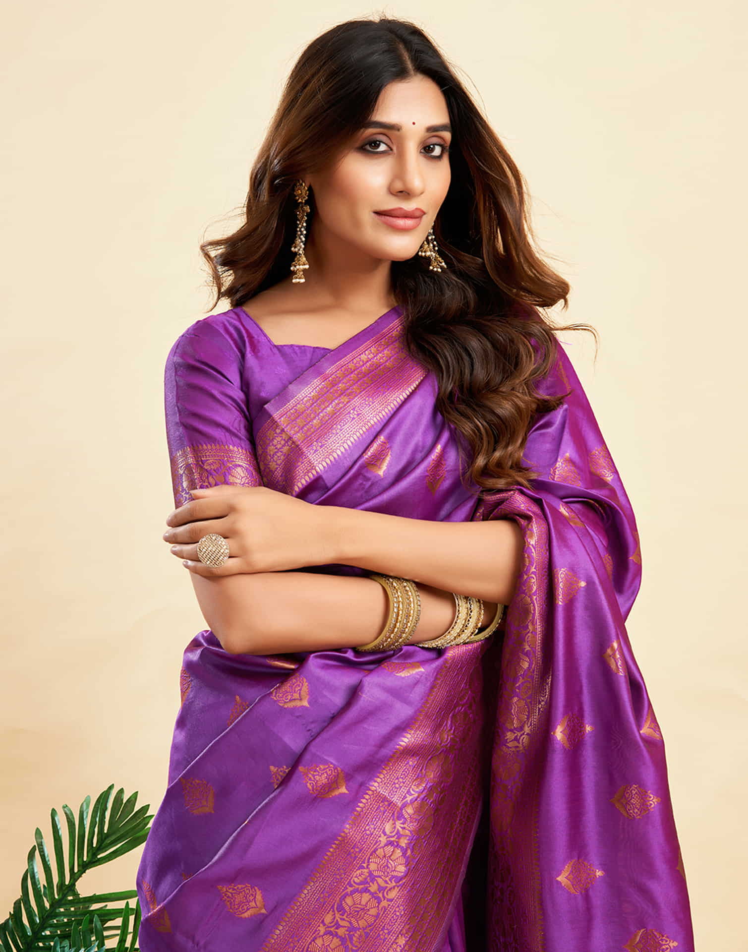 B1G1 Purple Banarasi Silk Woven Saree