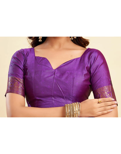 B1G1 Purple Banarasi Silk Woven Saree