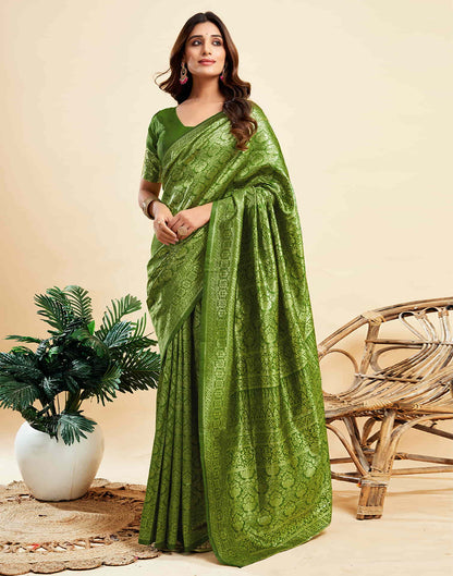 Green Banarasi Silk Woven Saree