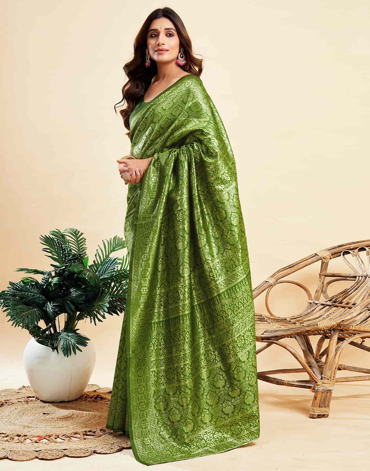 Green Banarasi Silk Woven Saree