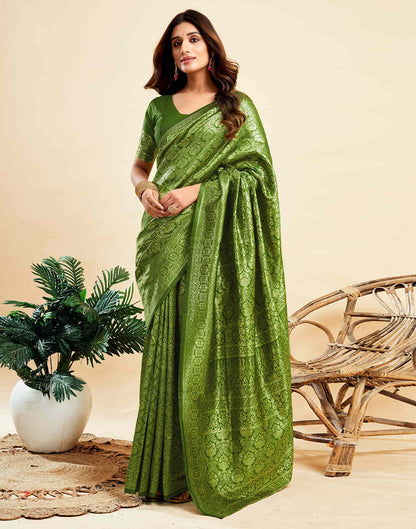 Green Banarasi Silk Woven Saree