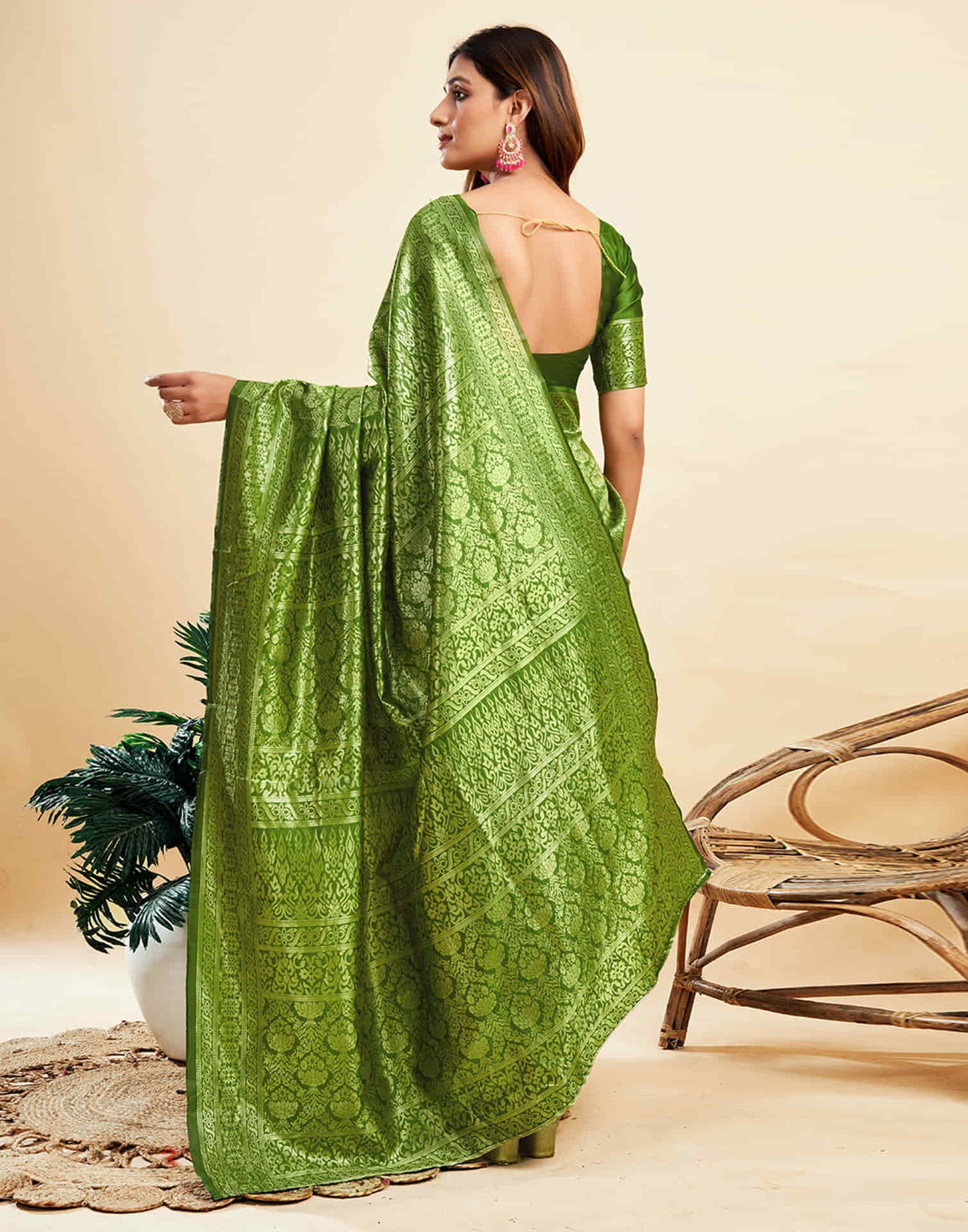 Green Banarasi Silk Woven Saree