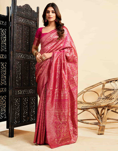 Rani Pink Banarasi Silk Woven Saree