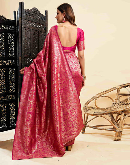 Rani Pink Banarasi Silk Woven Saree