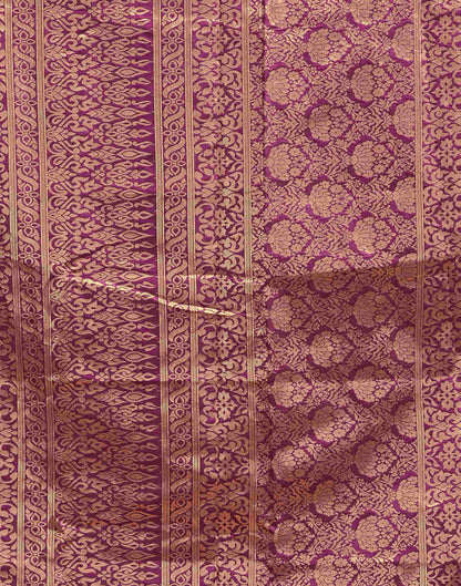 B1G1 Wine Banarasi Silk Woven Saree