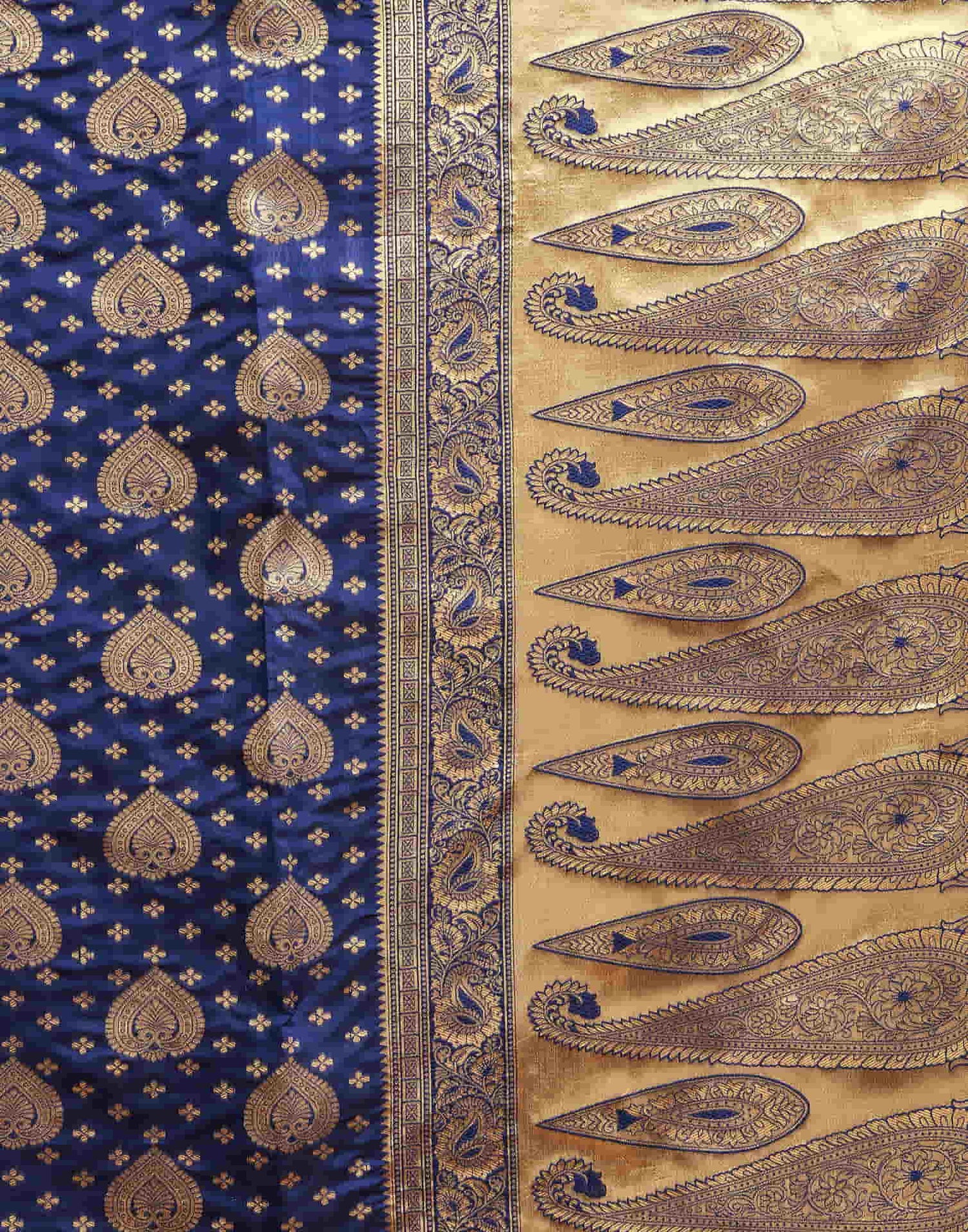 Navy Blue Banarasi Silk Woven Saree