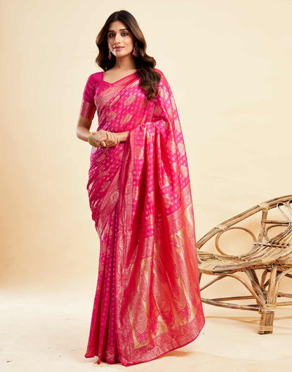 B1G1 Hot Pink Banarasi Silk Woven Saree