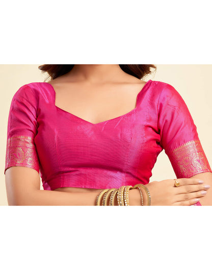 B1G1 Hot Pink Banarasi Silk Woven Saree