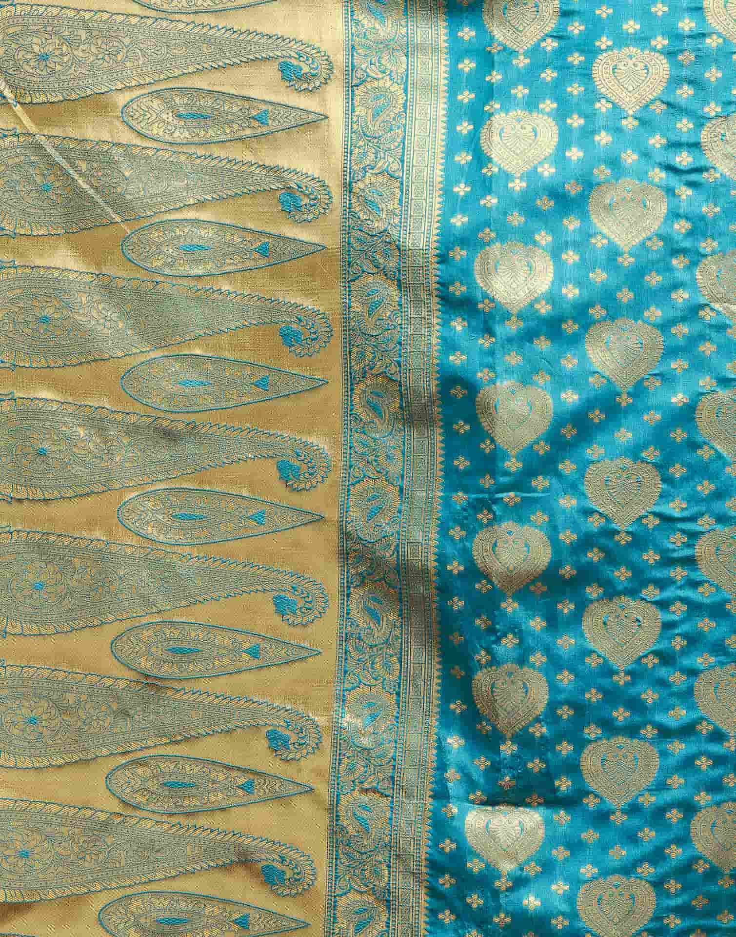 Teal Blue Banarasi Silk Woven Saree