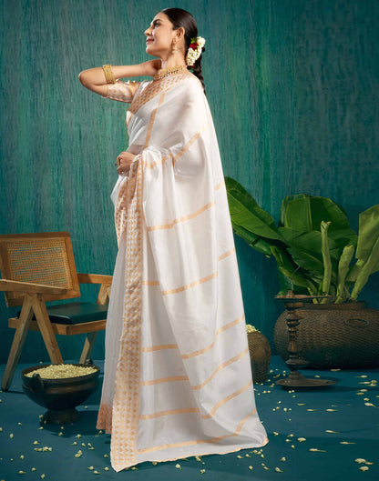 White Woven Kanjivaram Silk Saree