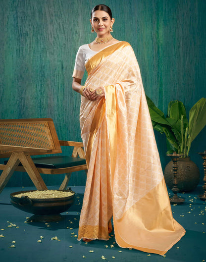 Cream Woven Kanjivaram Silk Saree