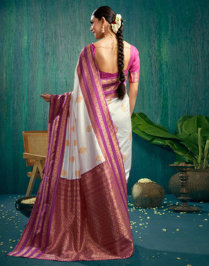 White Woven Kanjivaram Silk Saree