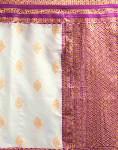 White Woven Kanjivaram Silk Saree