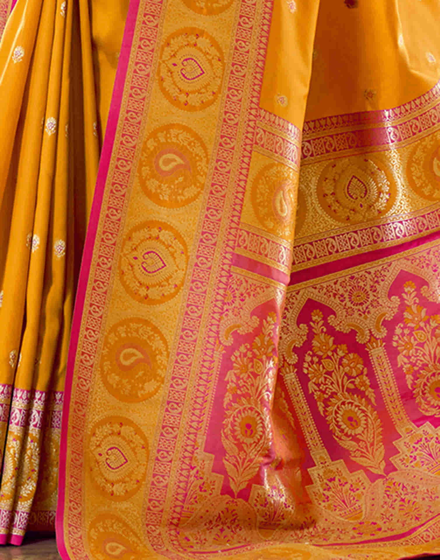 Turmeric Yellow Silk Woven Banarasi Saree