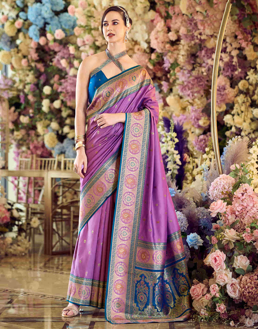 Light Purple Silk Woven Banarasi Saree