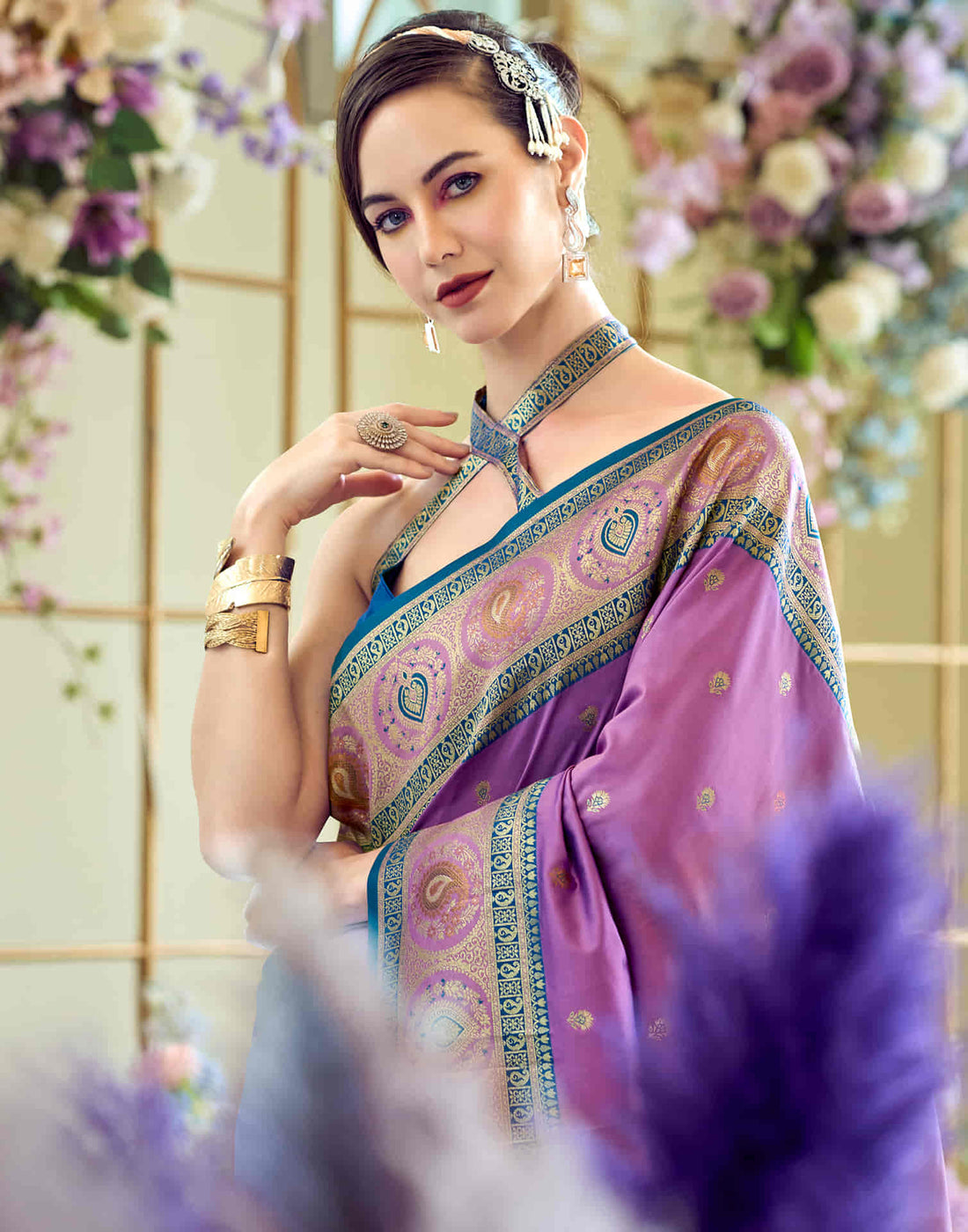 Light Purple Silk Woven Banarasi Saree