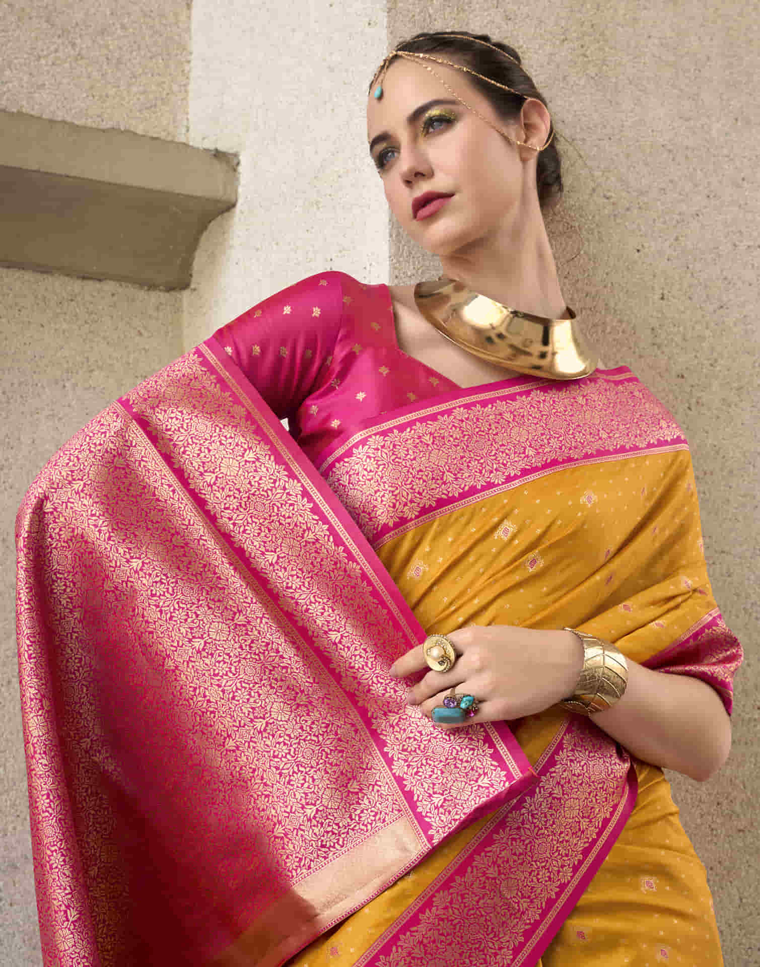 Turmeric Yellow Silk Woven Banarasi Saree