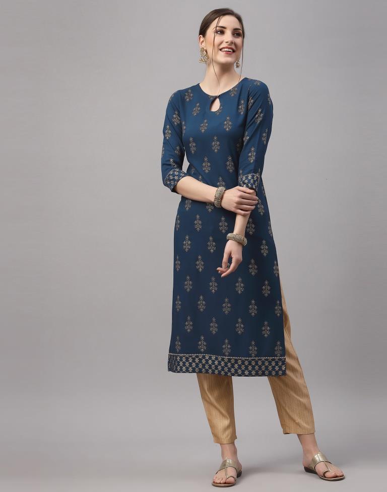 Teal Printed Kurti | Sudathi