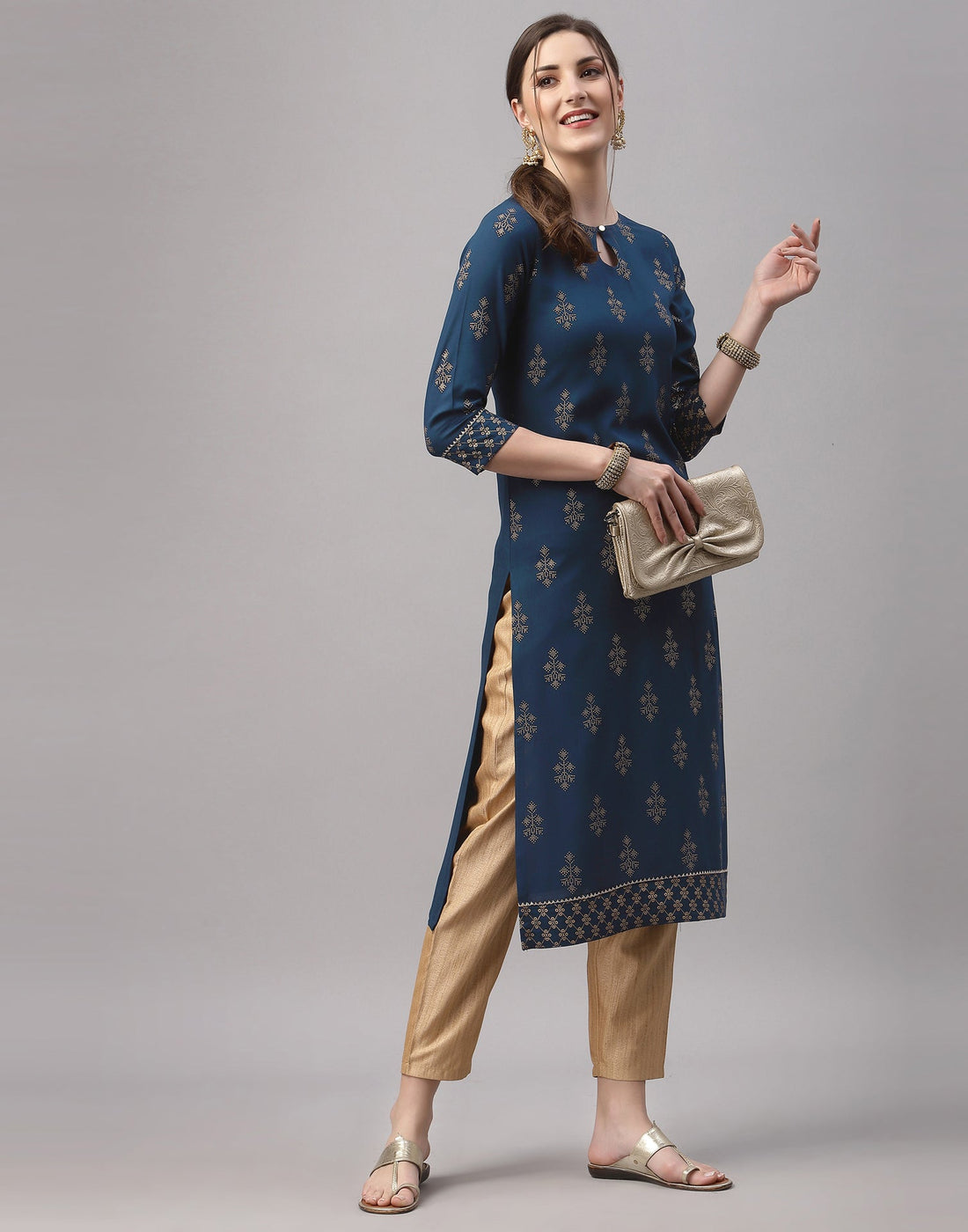 Teal Printed Kurti | Sudathi