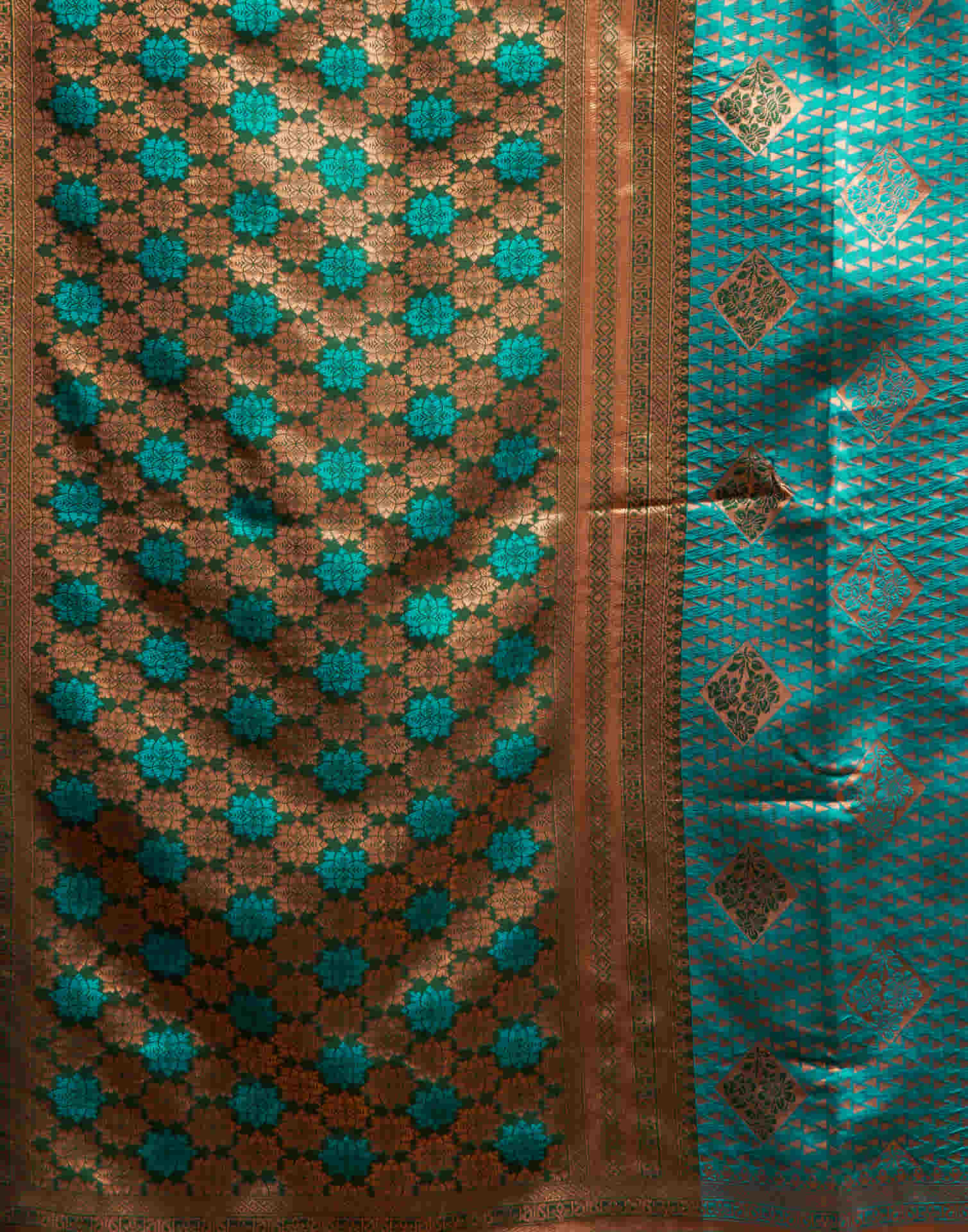 Peacock Blue Silk Woven Banarasi Saree