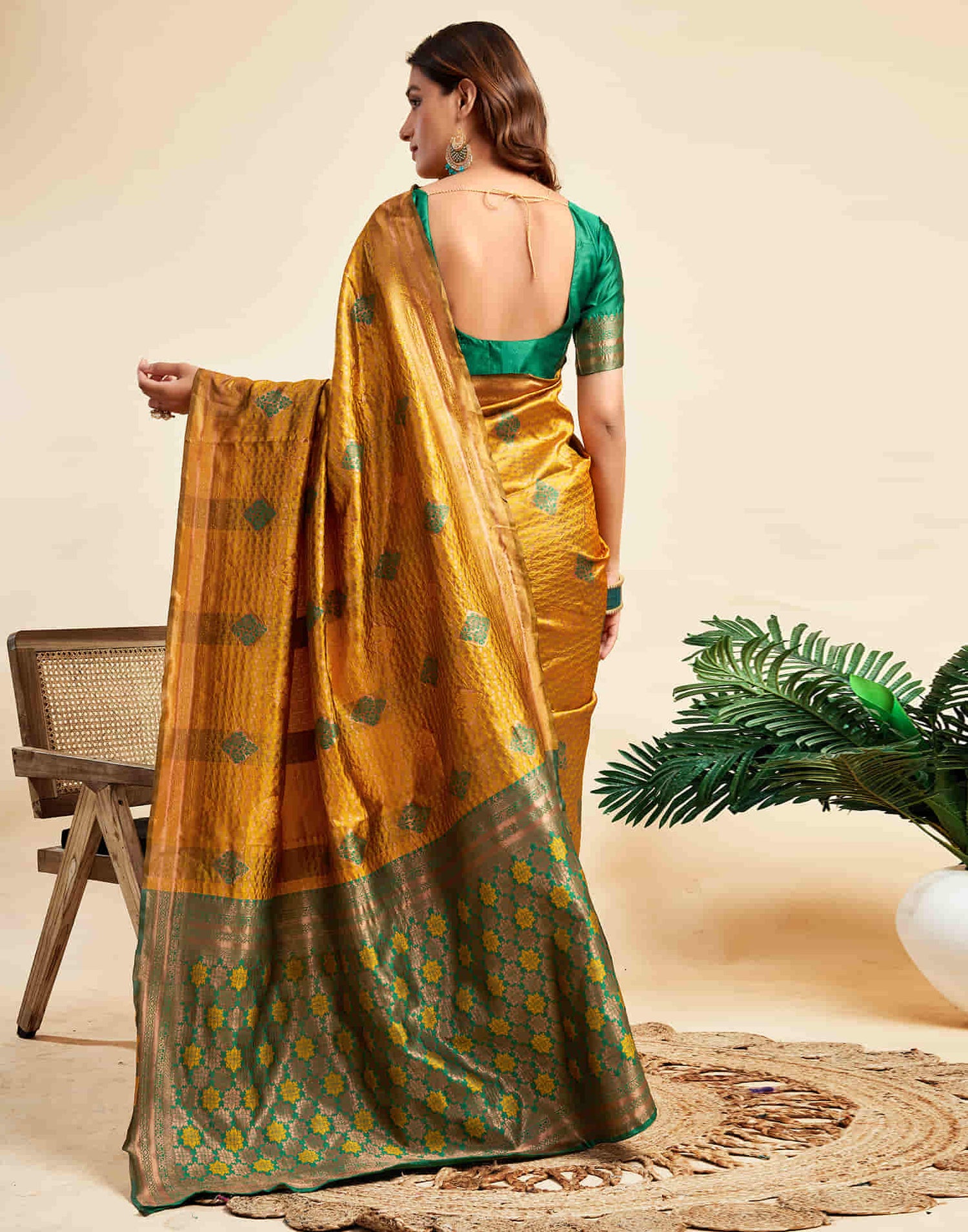 Turmeric Yellow Silk Woven Banarasi Saree