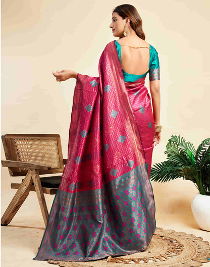 Rani Pink Silk Woven Banarasi Saree