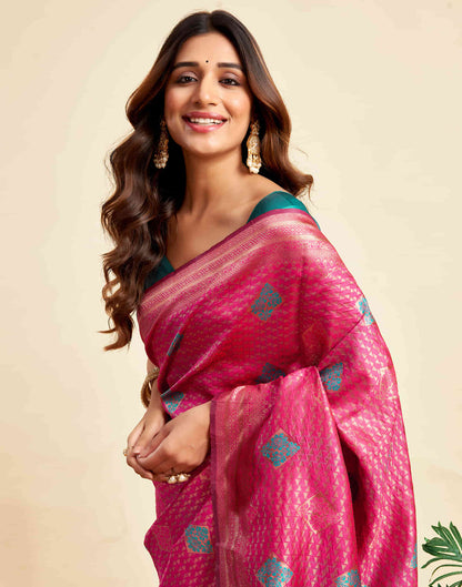 Rani Pink Silk Woven Banarasi Saree