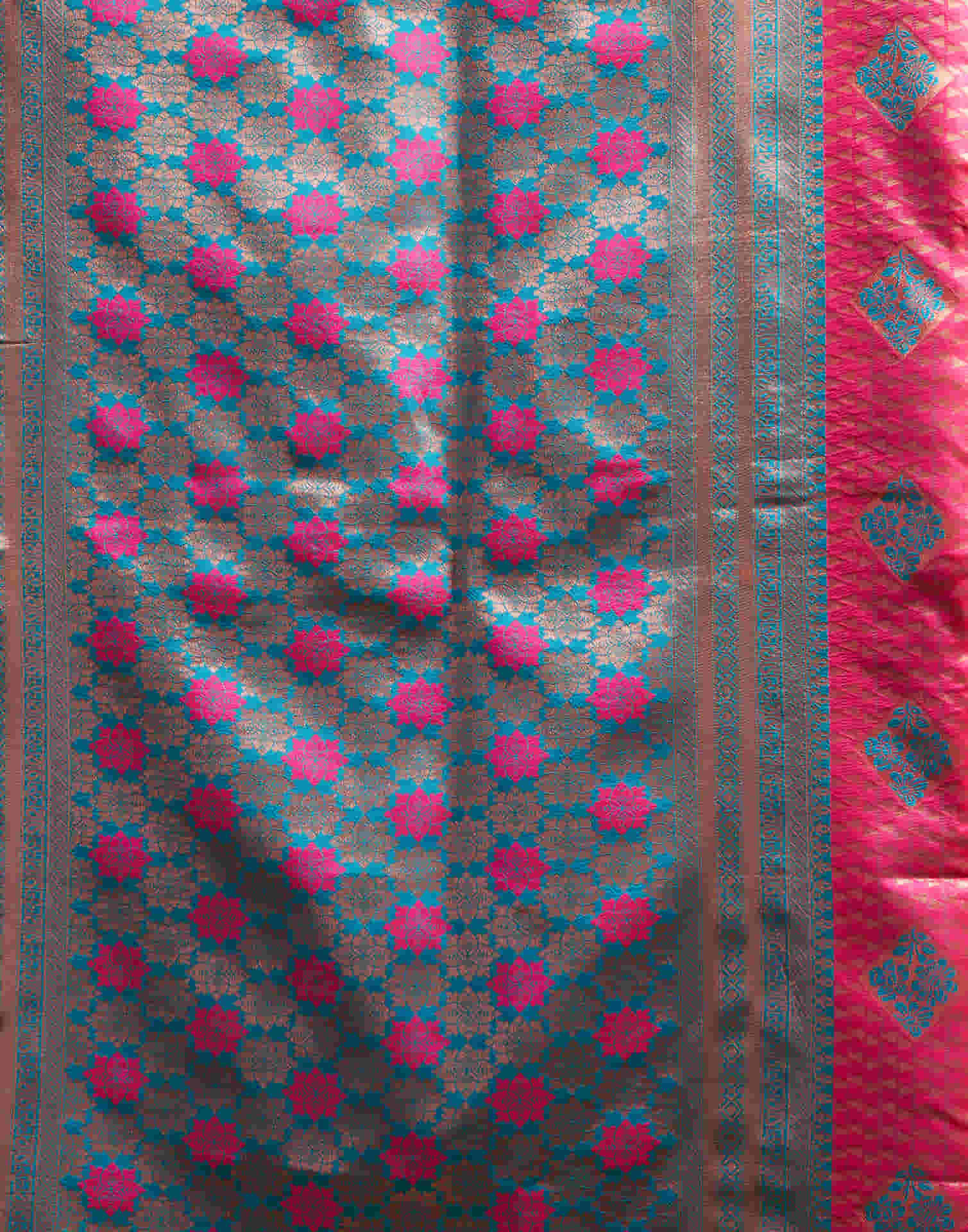 Rani Pink Silk Woven Banarasi Saree