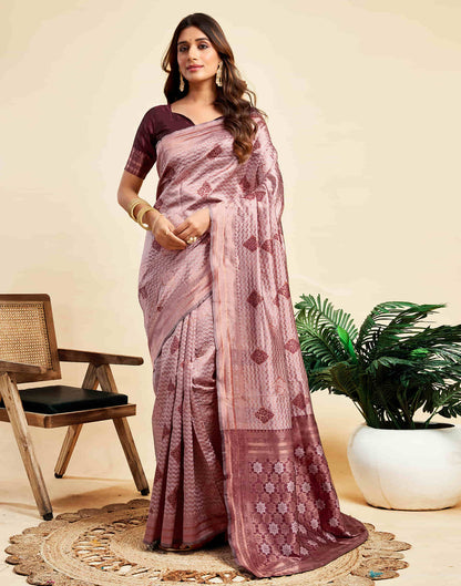 Mauve Silk Woven Banarasi Saree