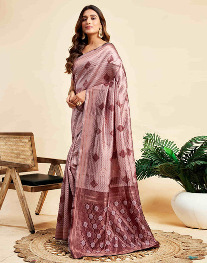 Mauve Silk Woven Banarasi Saree