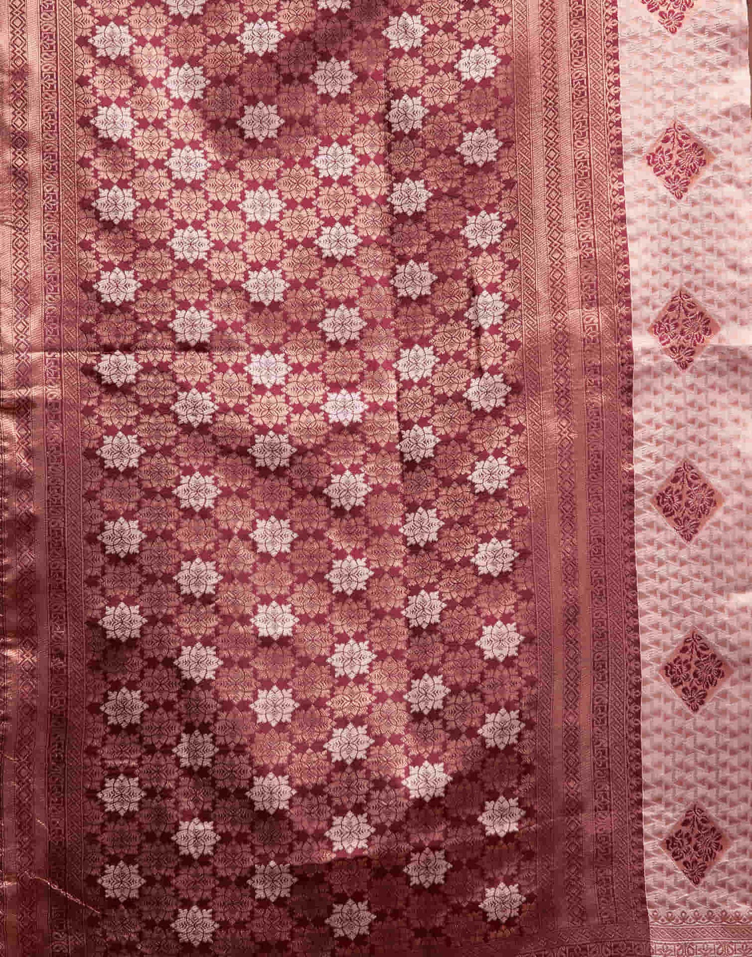 Mauve Silk Woven Banarasi Saree