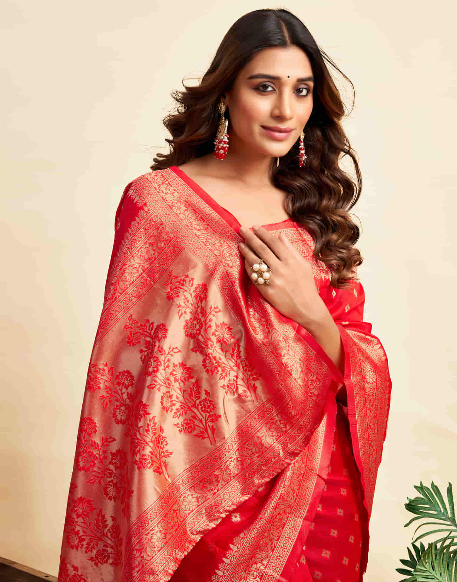 Red Silk Woven Banarasi Saree