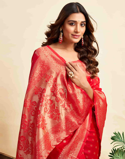 Red Silk Woven Banarasi Saree