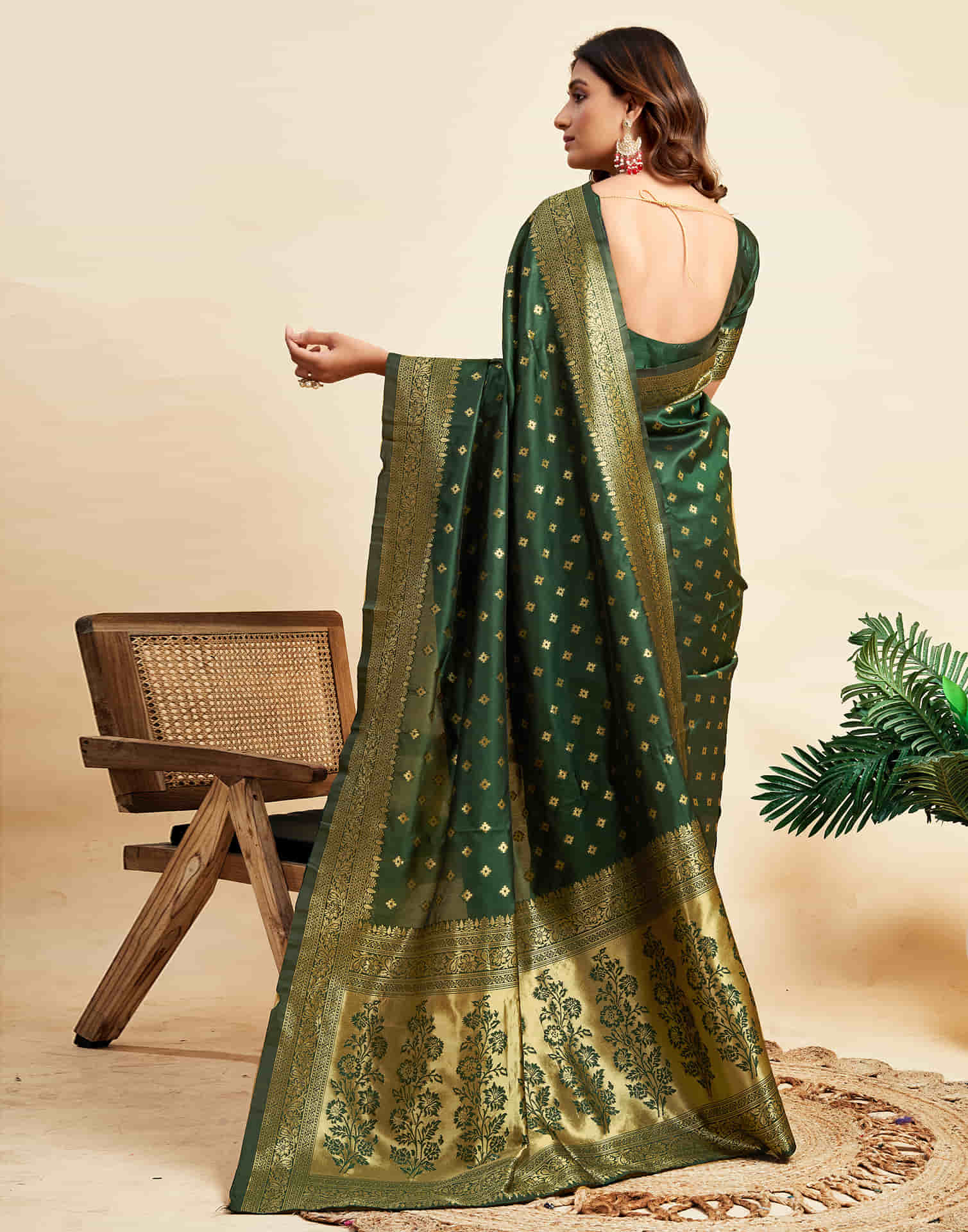 Dark Green Silk Woven Banarasi Saree